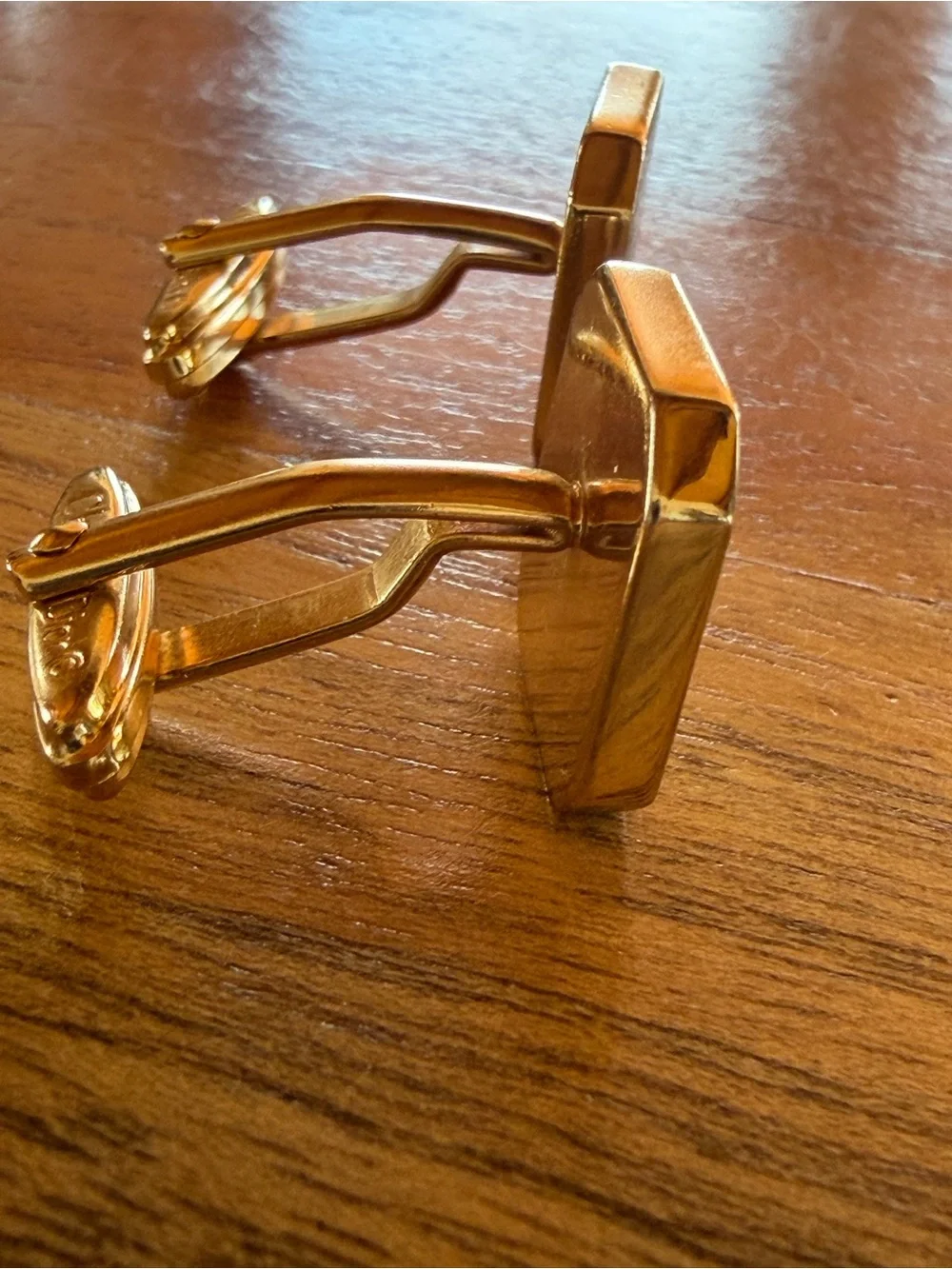 Rare Christian Dior Monsieur Gold and Cream Square Logo Cufflinks Set w tie pin